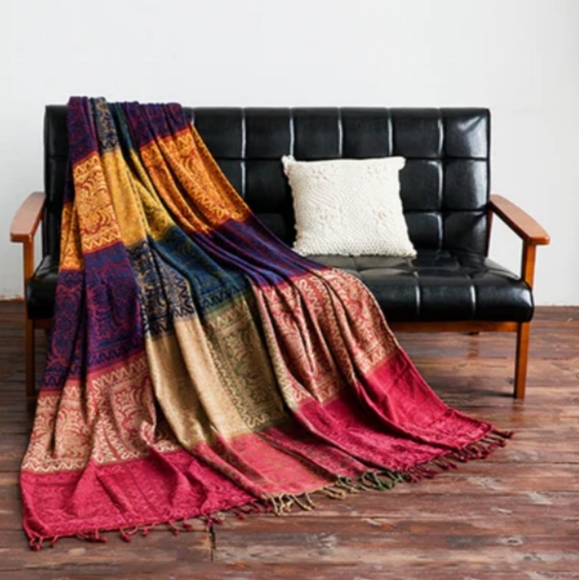 Bohemian Gorgeous Twin Soft Chenille Throw Blanket Chair Cover